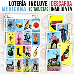 10 Mexicaanse Loteria-spelkaarten | Tarjetas de Lotería Mexicana | Hispanic Heritage Month-activiteit | Latino-erfgoed | Digitaal downloaden