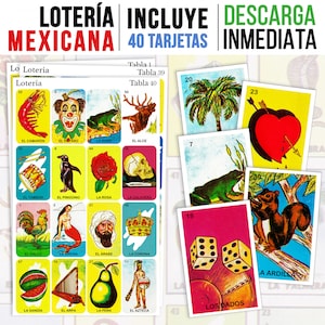 40 Mexican Loteria Cards | Loteria Mexicana Imprimible | Hispanic Heritage Month Activity | Digital Download