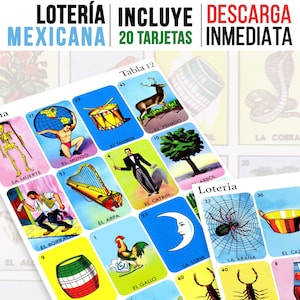 20 Mexican Loteria Cards | Juego Loteria Mexicana | Mexican Loteria Game | Hispanic & Latino Heritage Month Activity | Digital Download