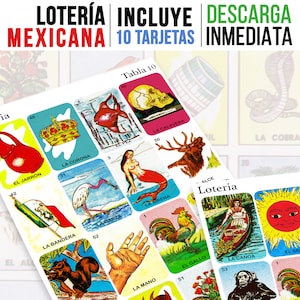 10 Mexican Loteria Cards | Lotería Mexicana Imprimible | Loteria Tradicional | Hispanic Heritage Month Activity | Latino Heritage
