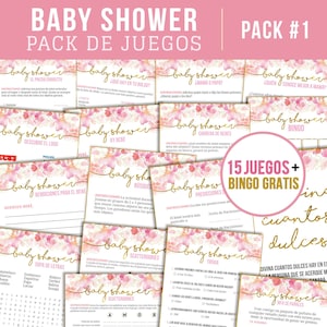 Juegos de Baby Shower Es Niña | Spanish Baby Shower Games for Baby Girl | Diseño Floral Rosa
