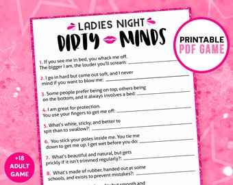 Dirty Minds Game | Naughty Bachelorette | Fun Ladies Night Games | Girls Night In | Dirty Hen Games | Girls Night Out | Includes Free Bingo