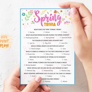 Spring Trivia Game | Printable Spring Activity for Adults, Teens & Kids ...
