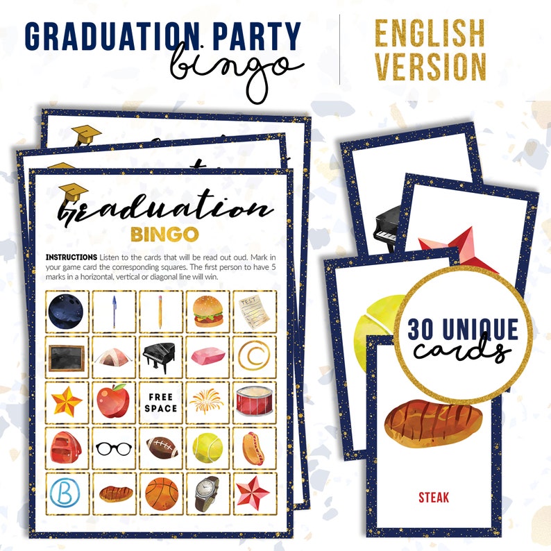 graduation party games printable games bundle advice card etsy