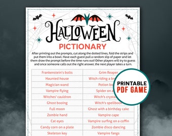 Halloween Party Pictionary - Printable Game for Kids & Adults | 30 Spooky Prompts | Digital Download