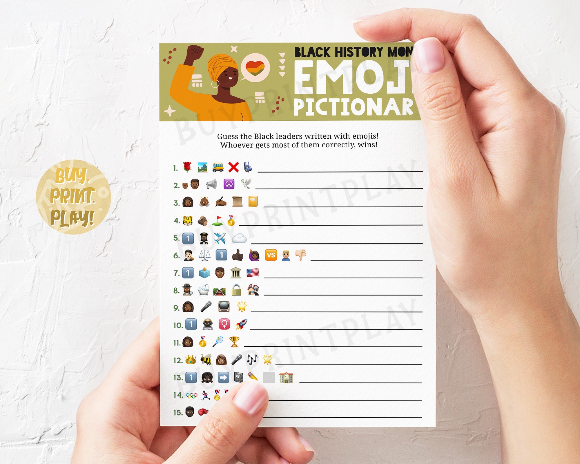 Black History Month Emoji Pictionary Black Leaders Emoji Etsy