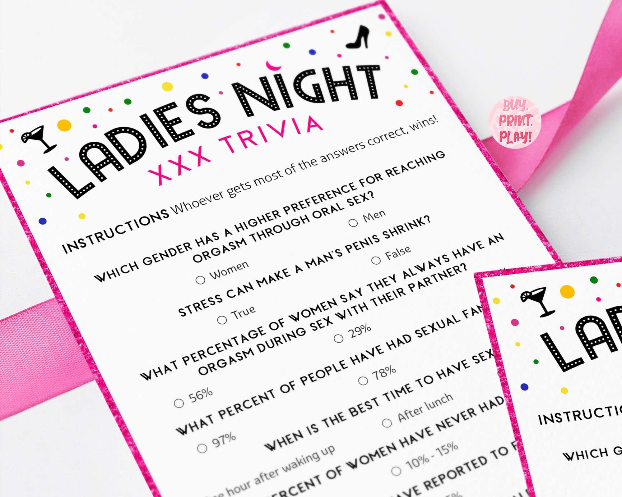 Dirty Adult Trivia Fun Ladies Night Games XXX Trivia - Etsy