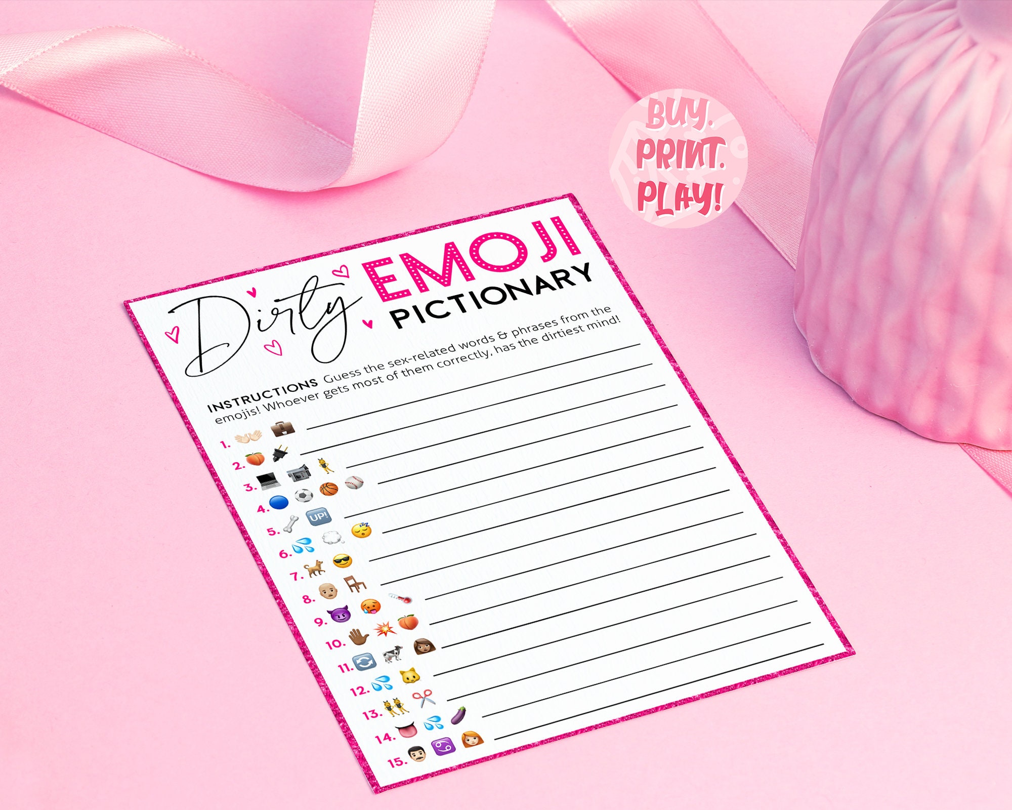 Ladies Night Games Dirty Emoji Girls Night Emoji Pictionary Etsy UK