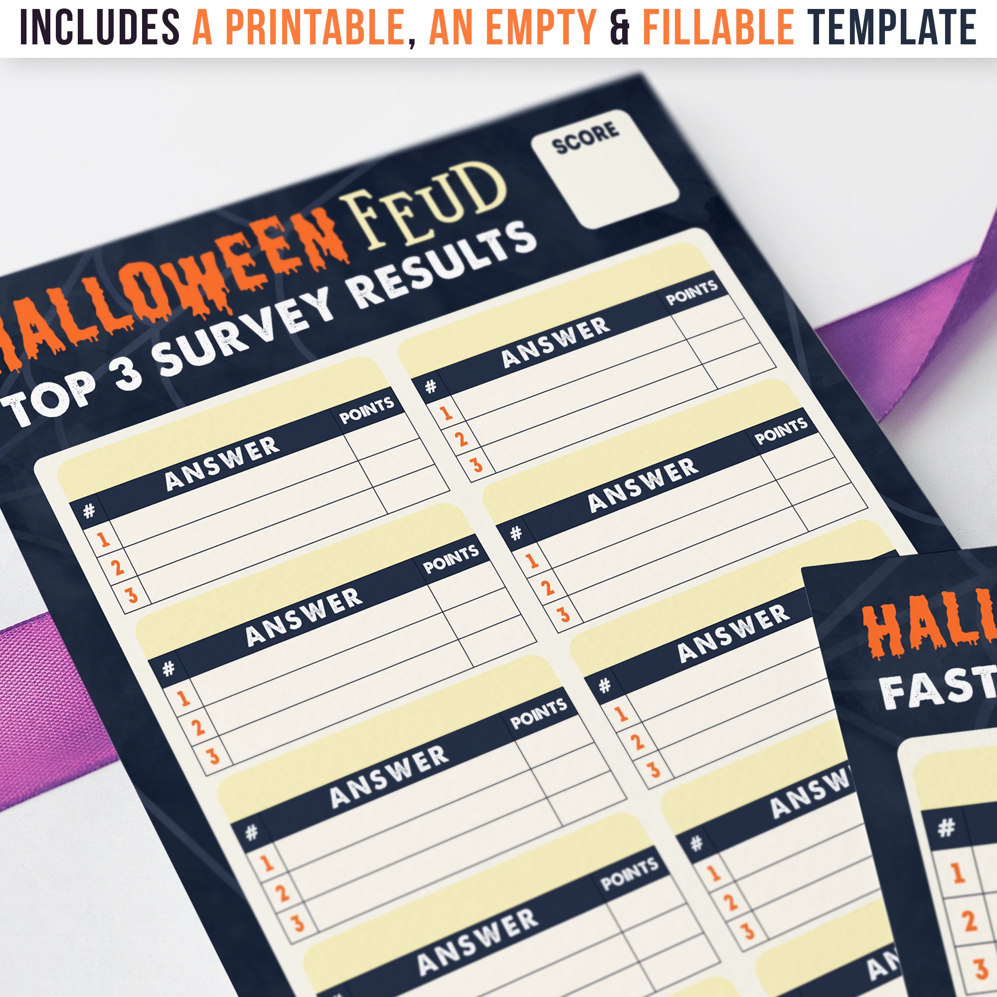 Halloween Family Feud Game Halloween Game Printable and | Etsy