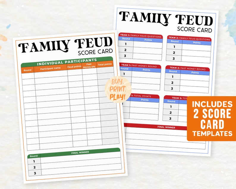Printable Family Feud Family Reunion Games Family - Etsy