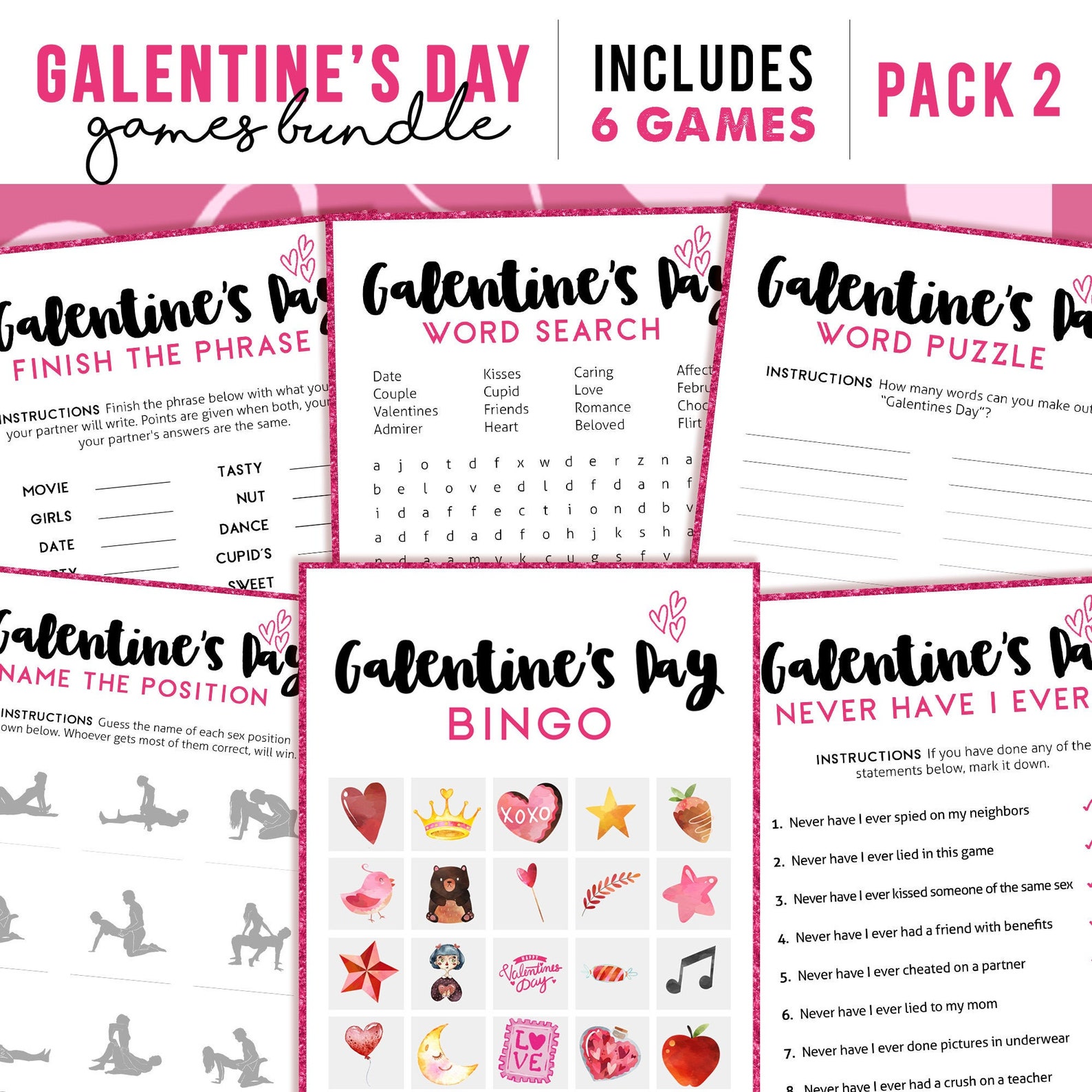 6 Galentines Day Games Printable Games for Girls Night Party - Etsy