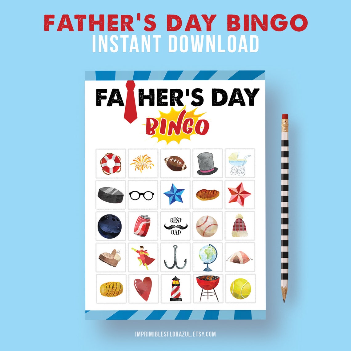 Fun Printable Father's Day Bingo Party Games | Etsy