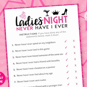 Ladies Night Games Never Have I Ever Printable Game Girls Night Party ...