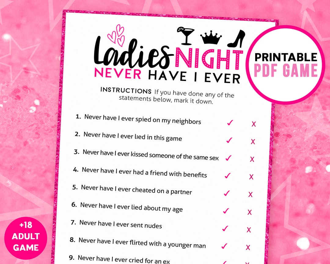 Ladies Night Games Never Have I Ever Printable Game Girls Night Party Bachelorette Games Games