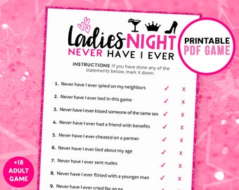 Ladies Night Games - Never Have I Ever | Printable Game | Girls Night Party | Bachelorette Games | Games for Adults | Includes Free Bingo