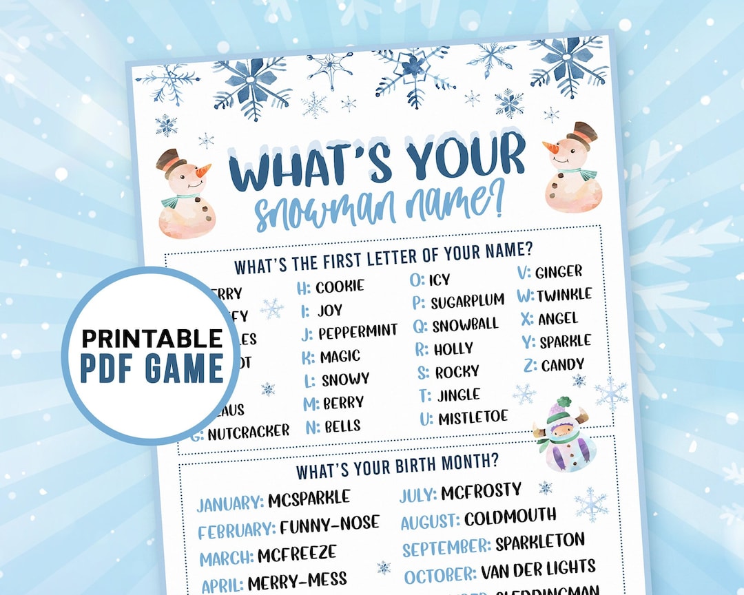 Fun Winter Games for Kids  What's Your Snowman Name