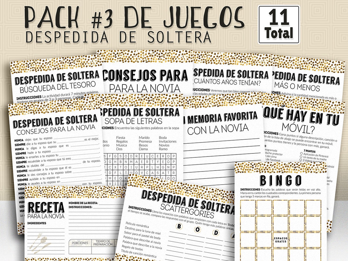 Bridal Shower Games in Spanish Printable Shower Games Bridal - Etsy