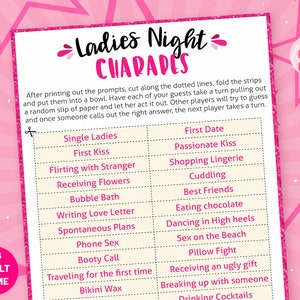 Ladies Night 30 Charades Prompts Printable Games for Adults Funny ...