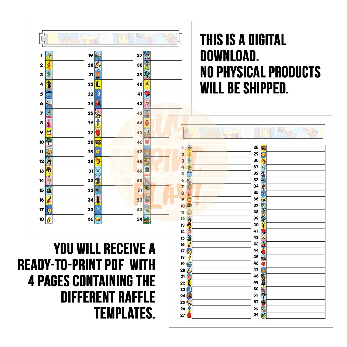 Loteria Raffle Sheets Bundle Includes 4 Different Types of - Etsy