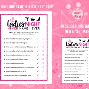 Ladies Night Games Never Have I Ever Printable Game Girls Night Party ...