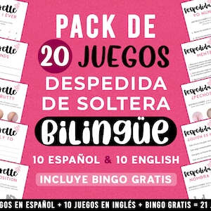 Jeux de douche nuptiale bilingues | Enterrement de Vie de Jeune Fille | espagnol et anglais | Juegos Despedida de Soltera | 21 JEUX AU TOTAL