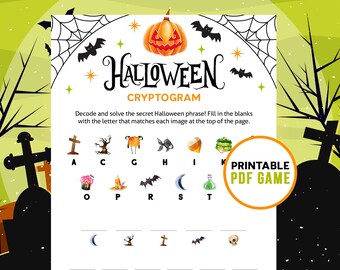 Halloween Games for Kids - Cryptogram | Halloween Party Printables | Family Activities | Digital Download