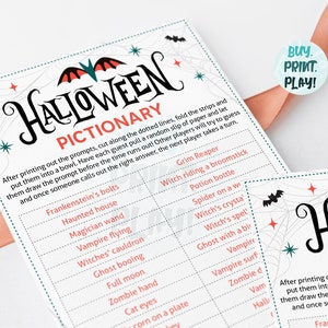 Halloween Party Pictionary Printable Game for Kids & Adults 30 Spooky ...