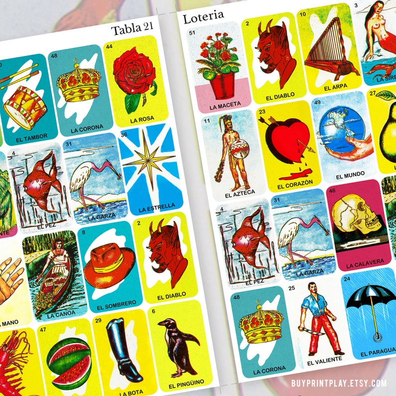 Loteria Mexicana Imprimible 40 Mexican Loteria Cards Digital Download