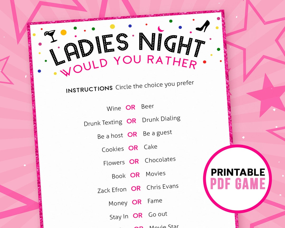 Printable Would You Rather Game Family Reunion Party 