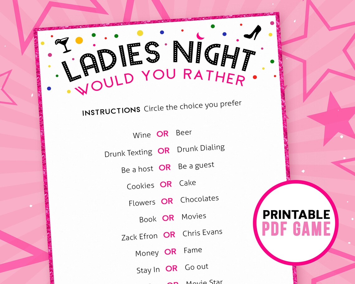 Ladies Night Would You Rather Girls Night Games This or | Etsy