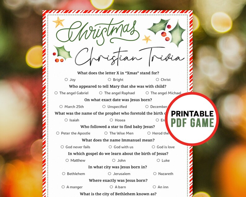 Christian Christmas Bible Trivia Games for Adults Youth - Etsy