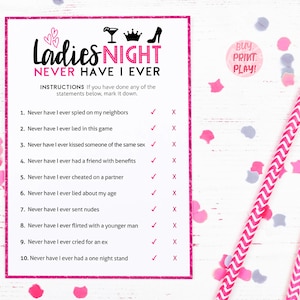 Ladies Night Games Never Have I Ever Printable Game - Etsy