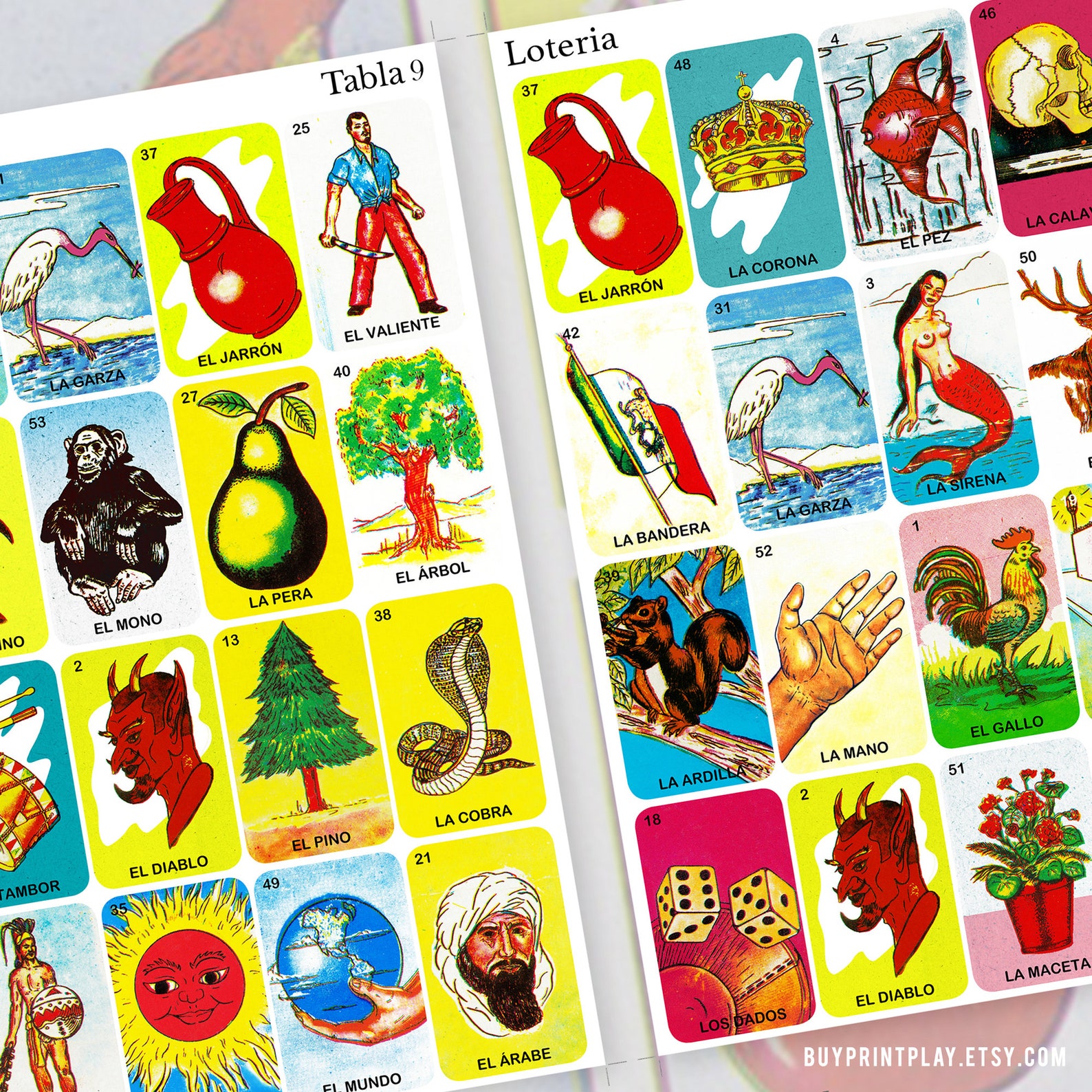 20 Mexican Loteria Cards Two different versions 40 Total Etsy