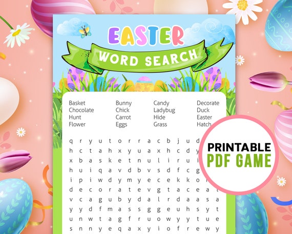Easter Printable Word Search Kids Easter Games for Sunday | Etsy