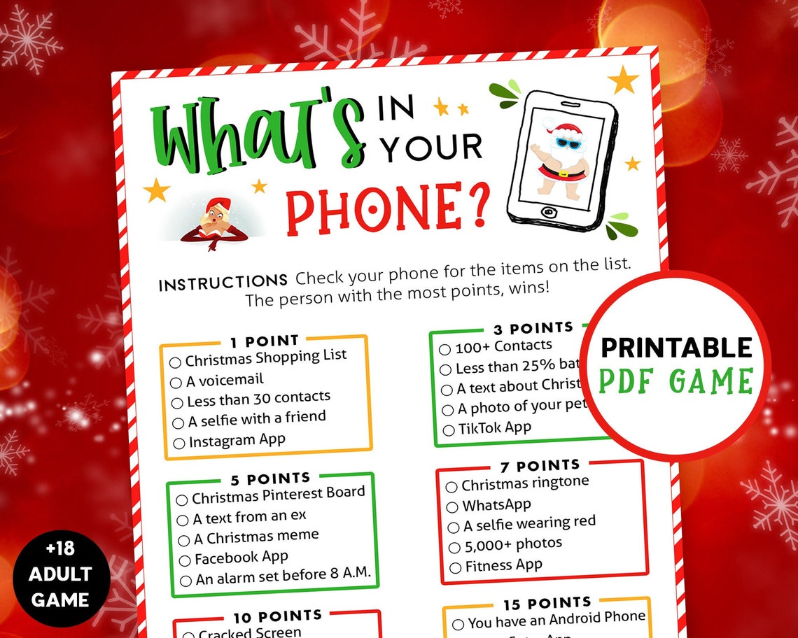 Christmas Whats in Your Phone Ladies Night Adult Games - Etsy
