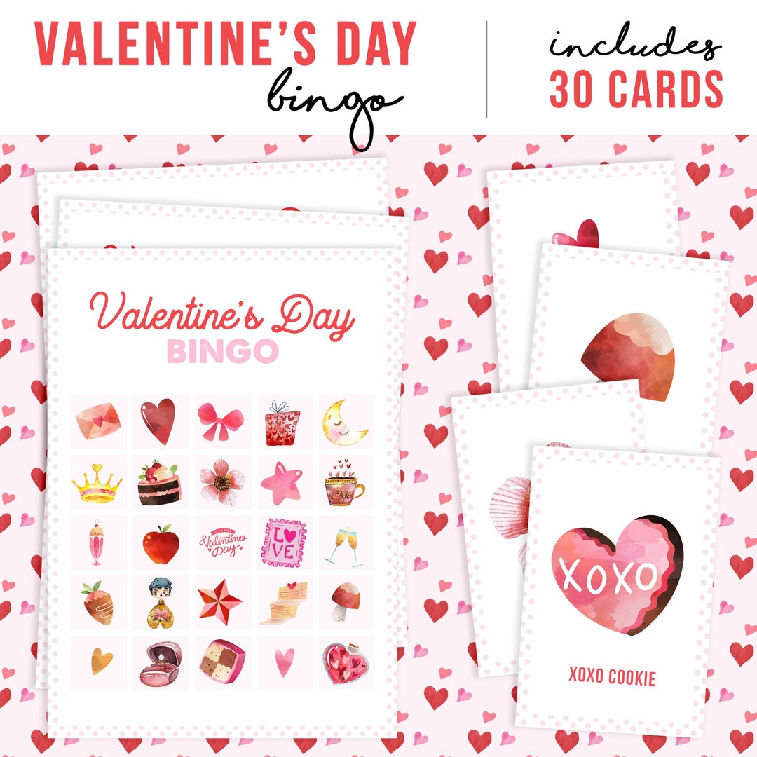 Valentines Day Bingo Games for Kids & Adults Valentines - Etsy