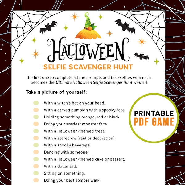 Printable Halloween Photo Hunt | Party Selfie Game | Fun & Spooky Activity | Digital Download