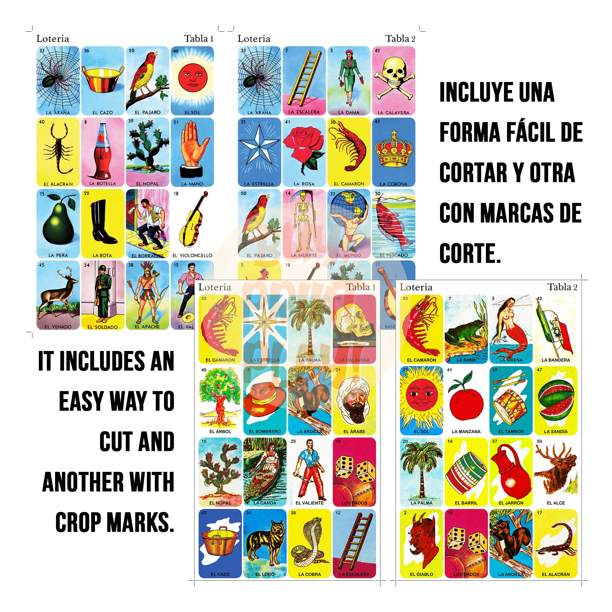 40 Mexican Loteria Cards in 2 Different Versions 80 Total | Etsy