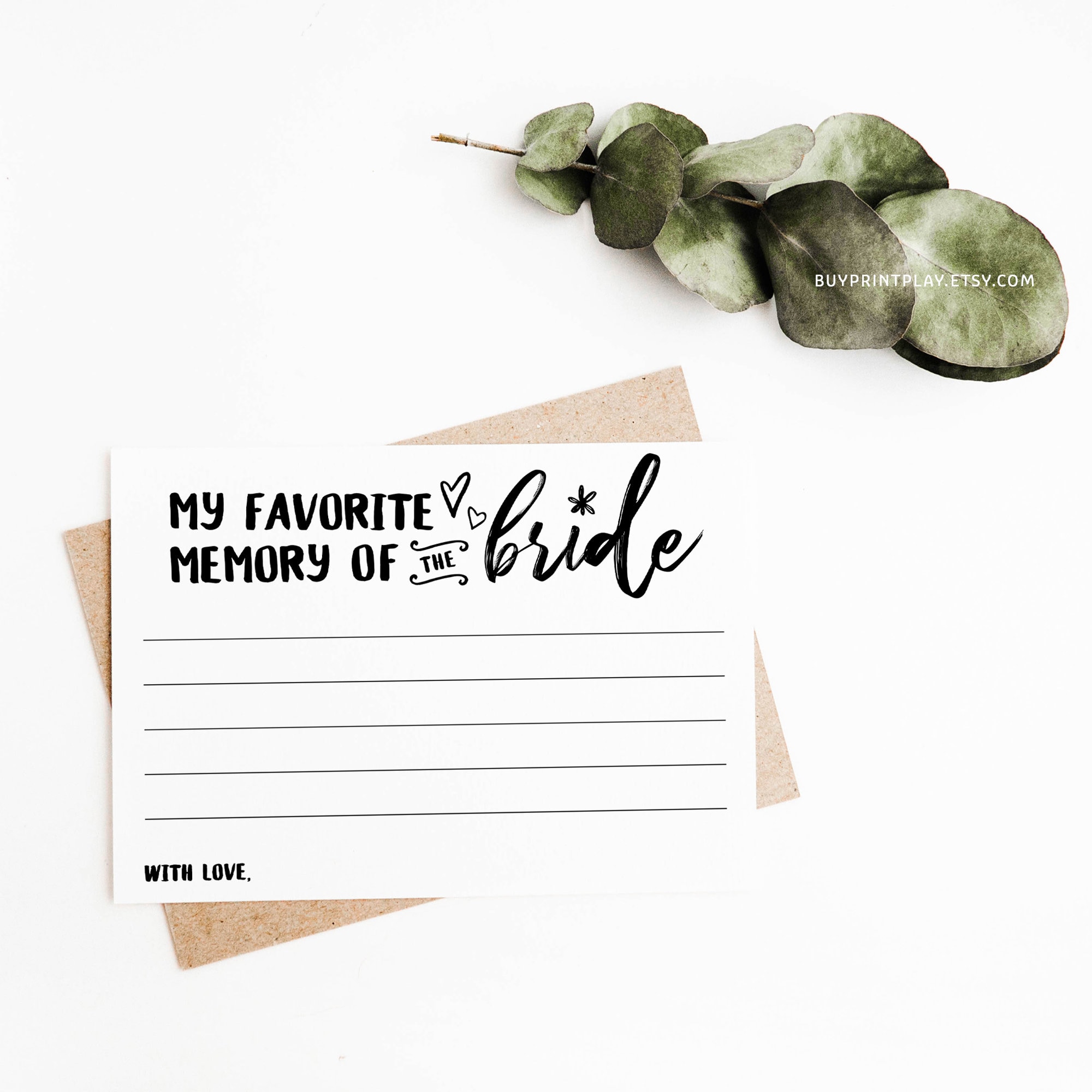 My favorite memory of the bride Bridal Shower Printable | Etsy
