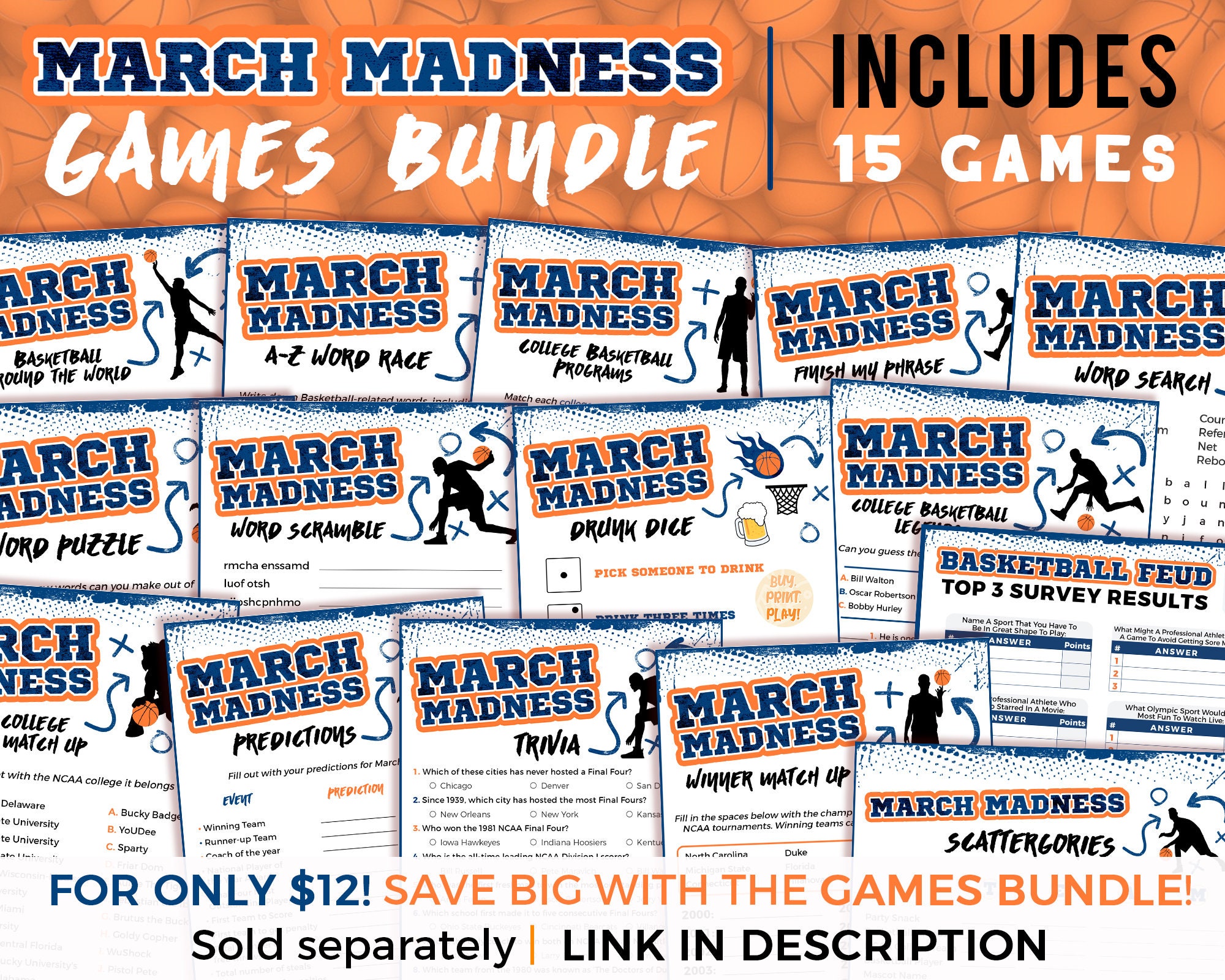 March Madness College Mascot Match Up Trivia Game For Etsy