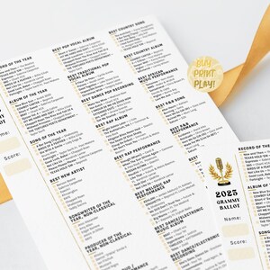 Printable 2025 Grammys Voting Ballot | Predictions Game for Television ...
