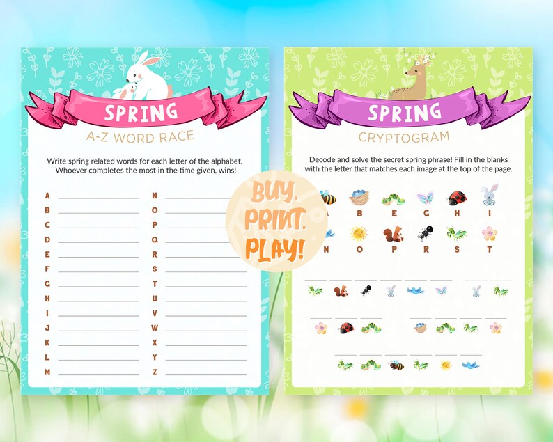 Printable Spring Party Games Bundle Springtime Activities Etsy