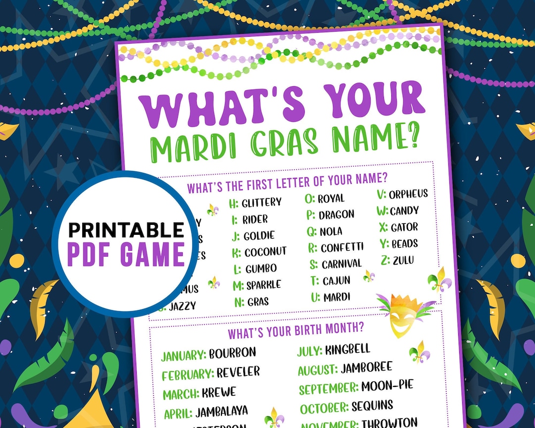 Whats Your Mardi Gras Name  Party Games for Adults & Kids