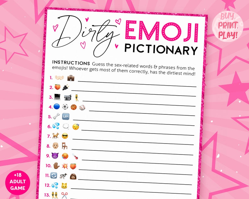 Ladies Night Games Dirty Emoji Girls Night Emoji Pictionary Etsy