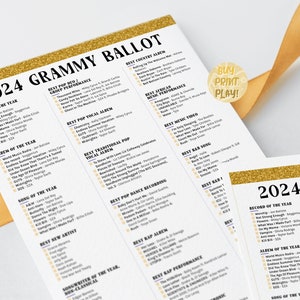 2024 Grammys Ballot for 66th Music Awards Printable Predictions Game ...