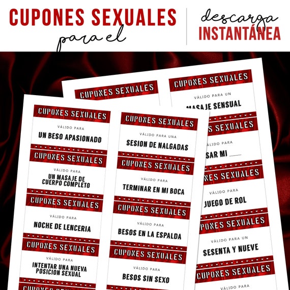 Vales Sexuales Para Él Cupones De Sexo Imprimibles Regalo De San Valentín  Sorpresa Traviesa De Aniversario Sex Coupons in Spanish 