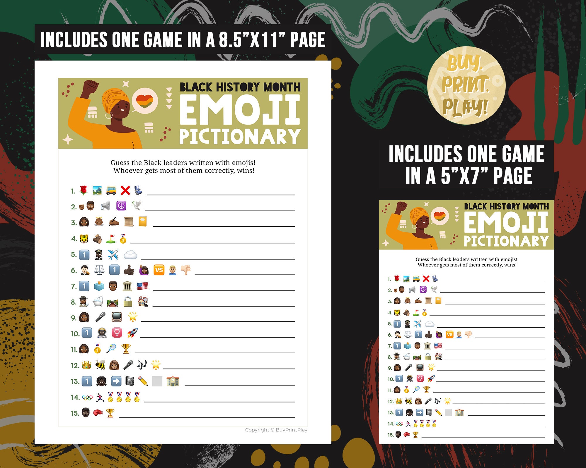 Black History Month Emoji Pictionary Black Leaders Emoji Etsy