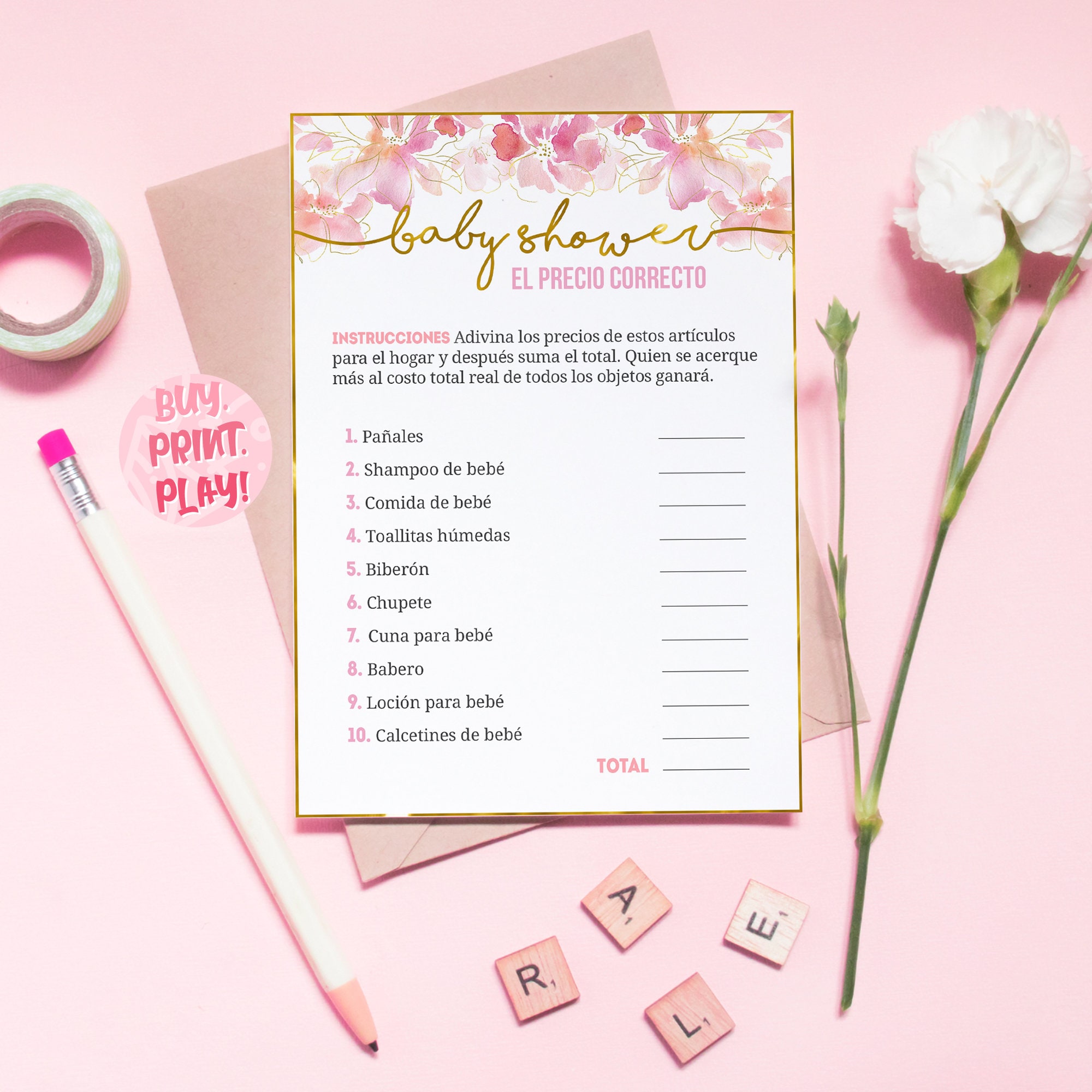 Juegos de Baby Shower Es Niña Spanish Baby Shower Games for Etsy