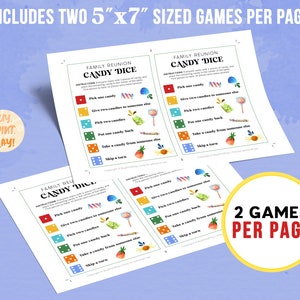 Family Reunion Candy Dice Game | Family Gathering Games | Printable ...