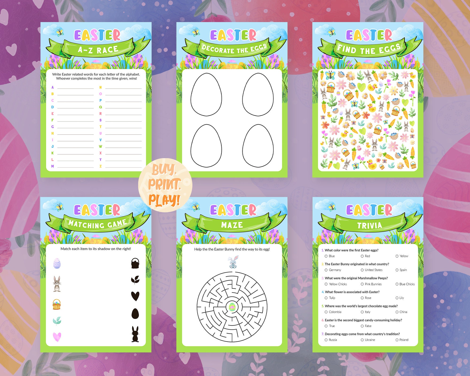 Printable Easter Games Bundle Fun Party Activities for Kids - Etsy
